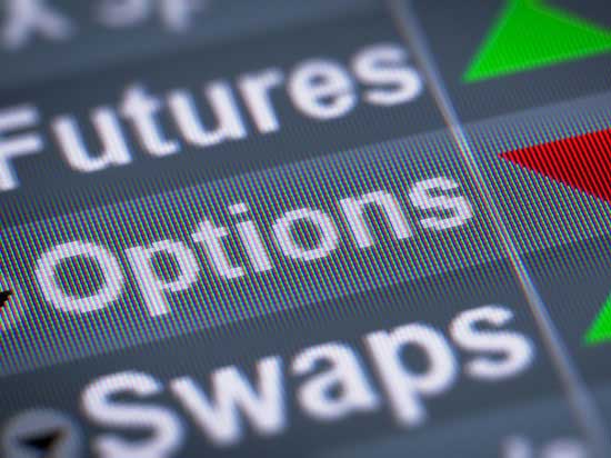 Futures, options and swaps on computer screen