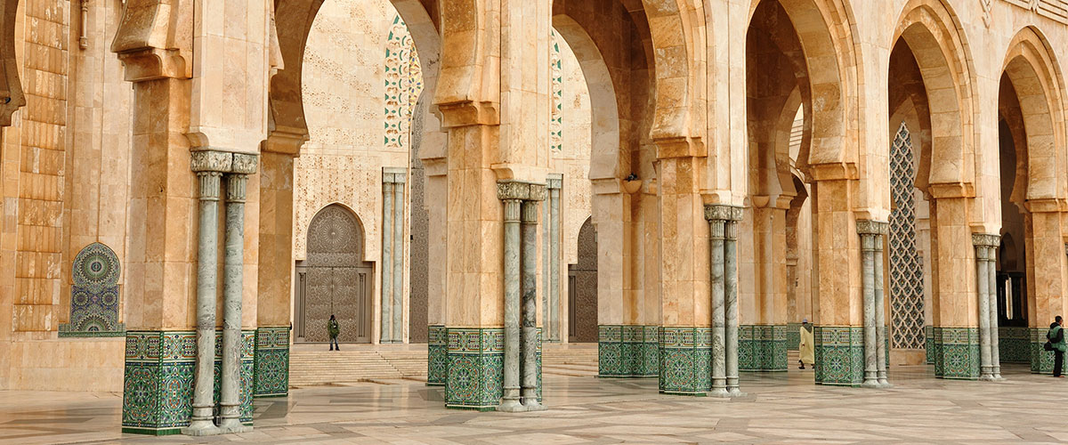 Pillars at the Hassan II Mosque in Casablanca, Morocco