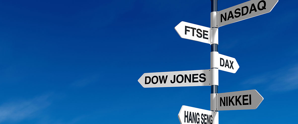 Signpost with Major Stock Exchanges